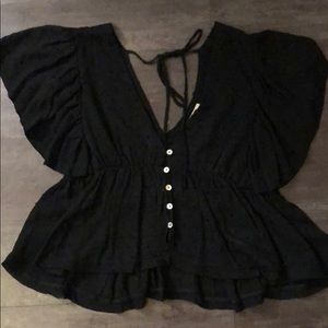 Black butterfly top